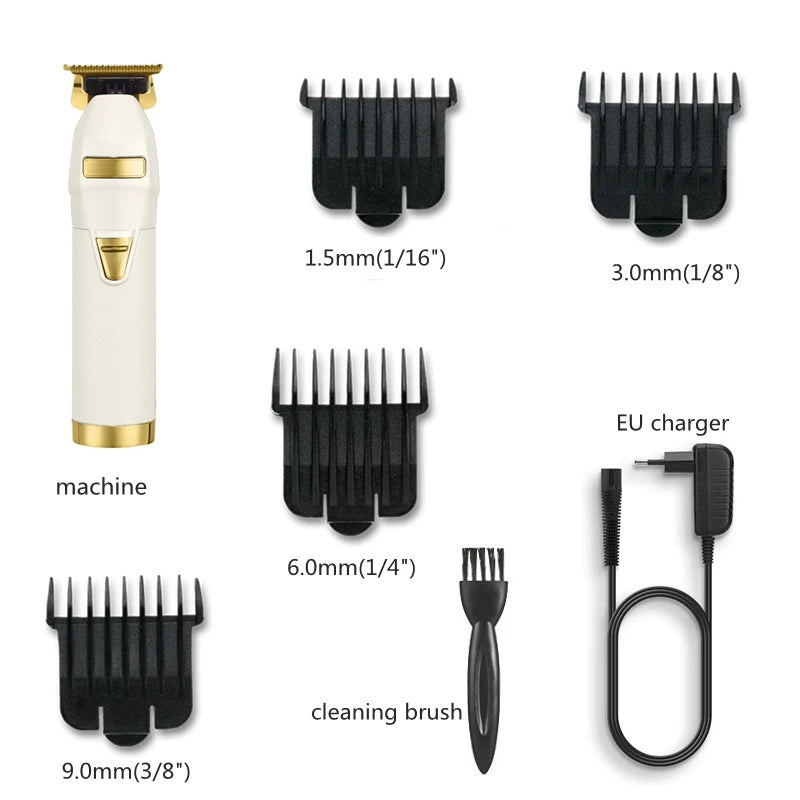 Zero Gaped Professional Titanium Alloy Hair Clipper Rechargeable Barber Trimmer for Men Fast Charging Wet and Dry Haircuts