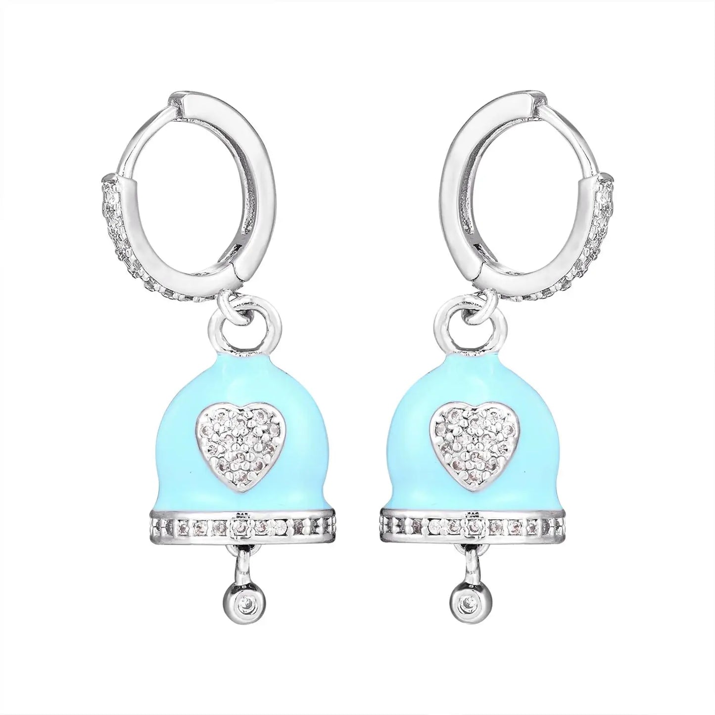 Hecheng Colorful CZ Bell Hoop Earrings for Women Fashion Jewelry