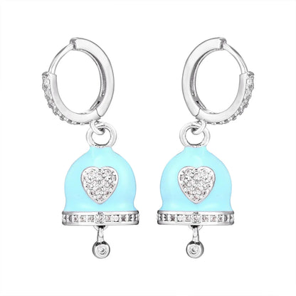Hecheng Colorful CZ Bell Hoop Earrings for Women Fashion Jewelry