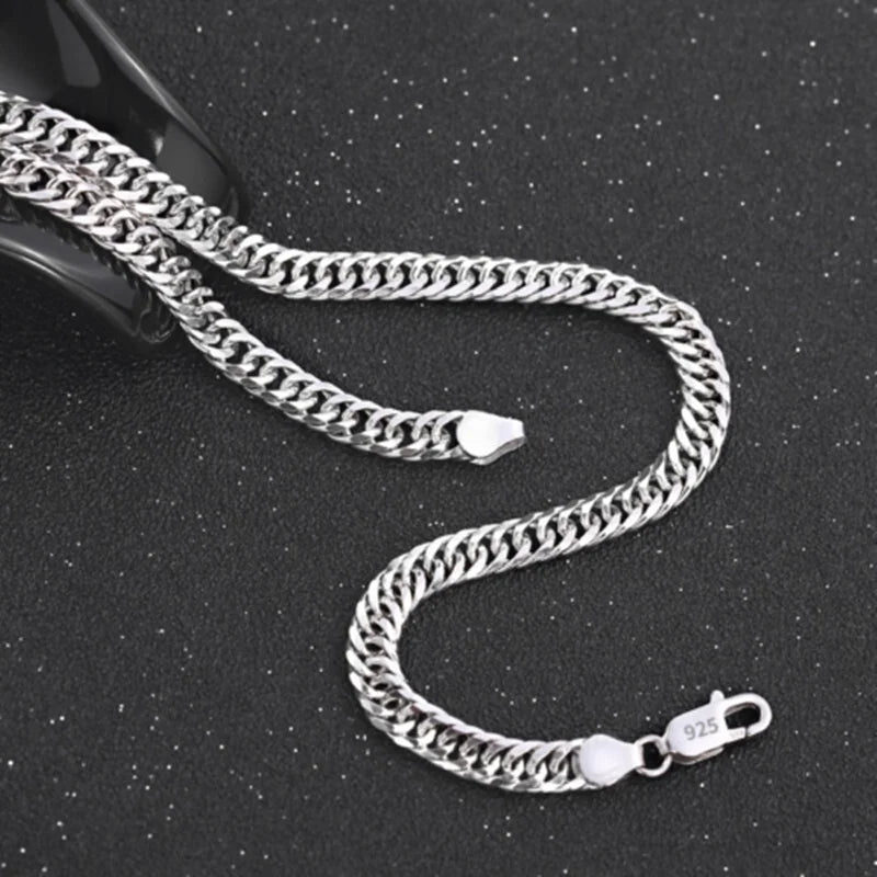 Men's Classic 925 Sterling Silver Figaro Chain Necklace 24 Inch