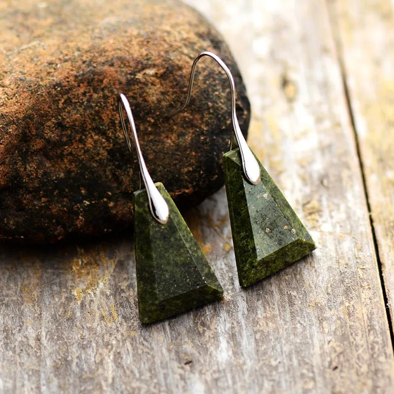 Lapis Lazuli Trapezoid Drop Earrings for Women 2023 Elegant Bold Fashion Jewelry Valentine's Day Gift
