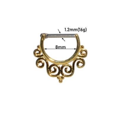 Surgical Steel Indian Nose Septum Ring with Crystal Gem for Women