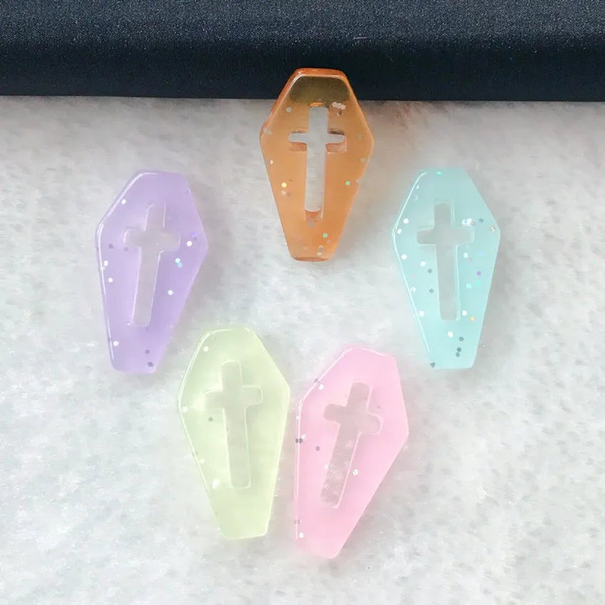 Punk Style Coffin Planchette Resin Charms for DIY Necklace Pendant Making