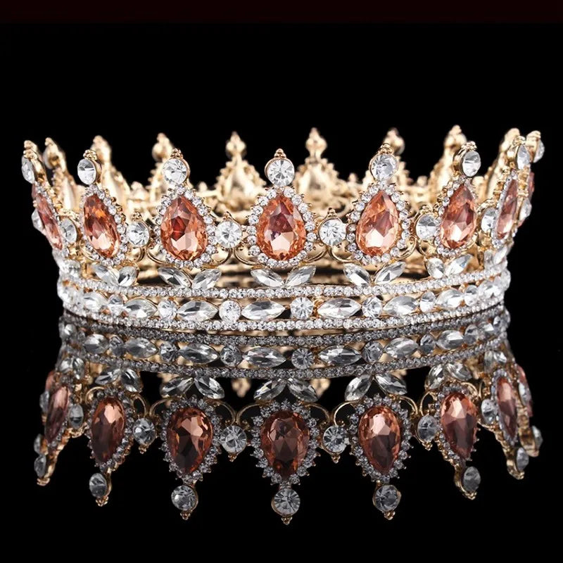 Elegant Royal Pink Crystal Bridal Tiara Crown for Weddings and Pageants
