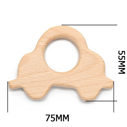 Natural Beech Wood Baby Teethers Set in Animal Shapes - Tortoise, Koala, Whale, Turtle - Food Grade Newborn Toys