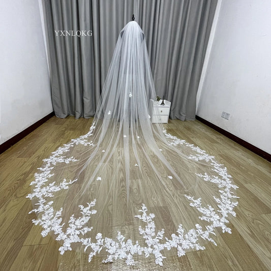 Ivory Lace Cathedral Bridal Veil with Comb for Women - Available in 3m, 4m, 5m Lengths