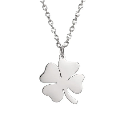 Cazador 2025 Lucky Clover Pendant Necklace Gold Color Double Layer Stainless Steel Jewelry for Women and Girls