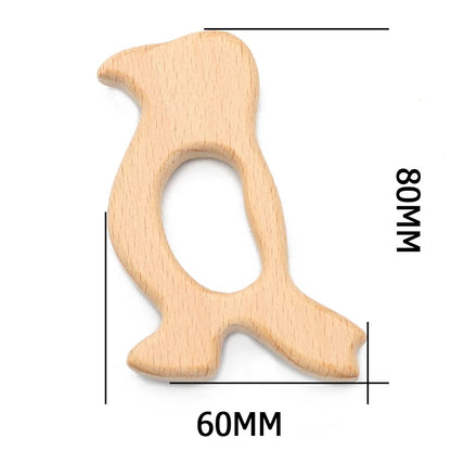 Natural Beech Wood Baby Teethers Set in Animal Shapes - Tortoise, Koala, Whale, Turtle - Food Grade Newborn Toys