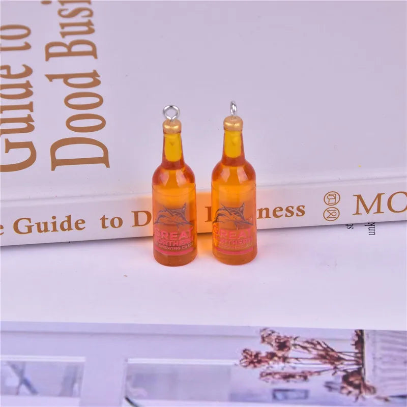 Trendy Resin Beer Bottle Charms Set for Jewelry Making and Keychains