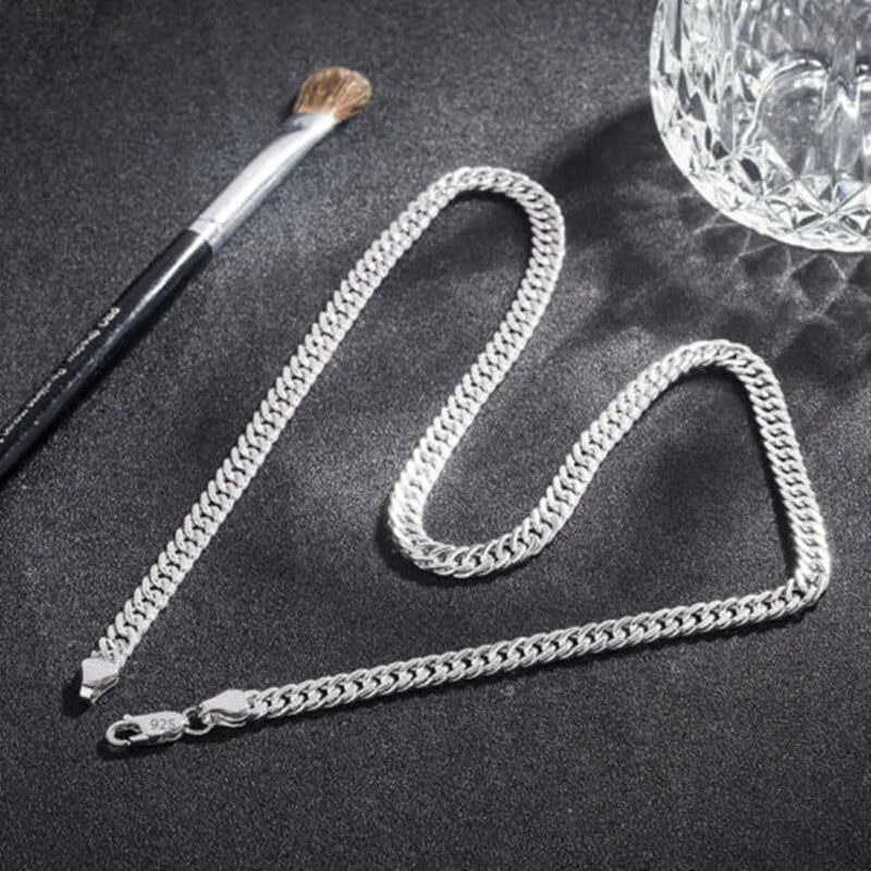Men's Classic 925 Sterling Silver Figaro Chain Necklace 24 Inch