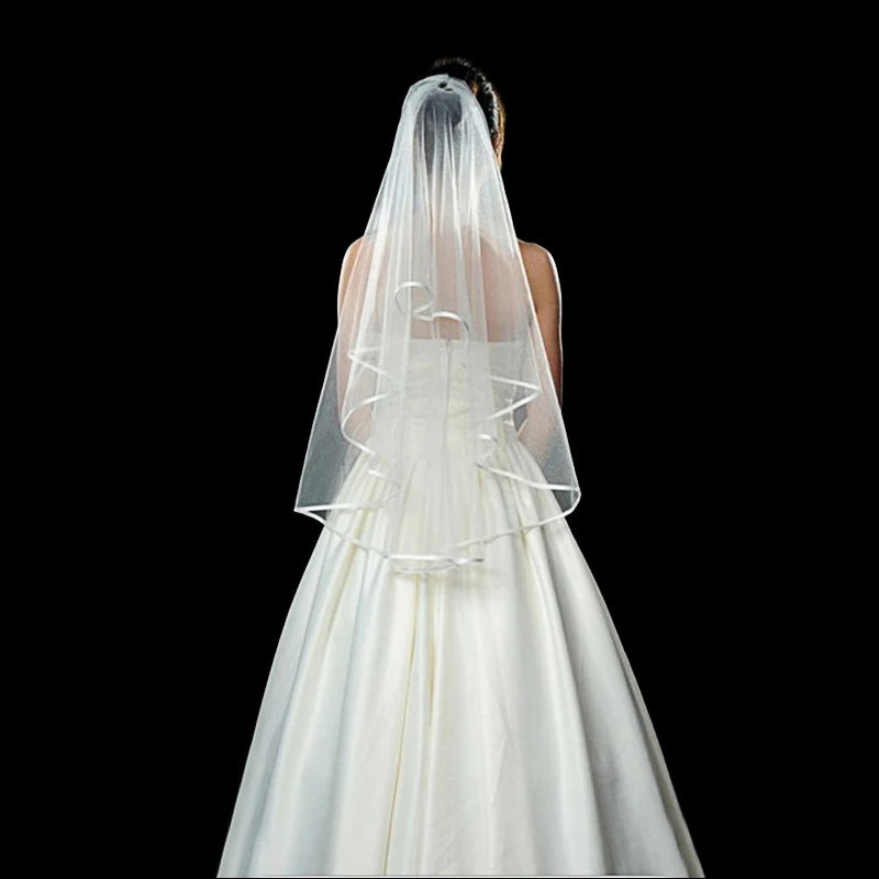 Elegant Two-Layer Tulle Bridal Veil with Comb for Wedding Day Charm