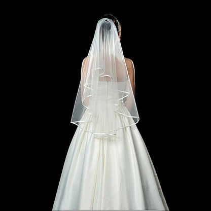 Elegant Two-Layer Tulle Bridal Veil with Comb for Wedding Day Charm