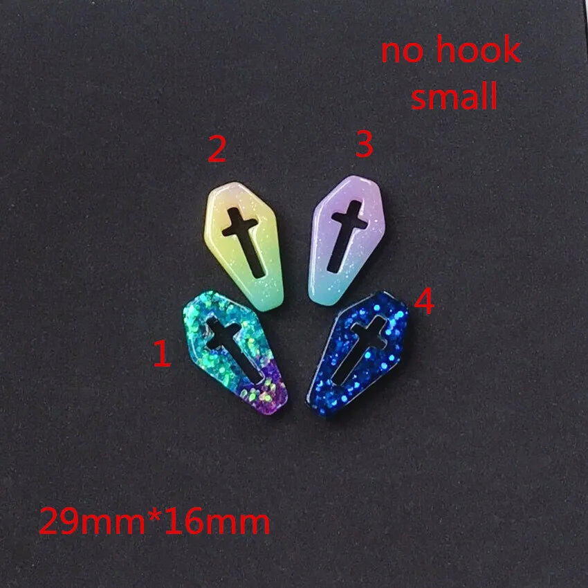 Punk Style Coffin Planchette Resin Charms for DIY Necklace Pendant Making