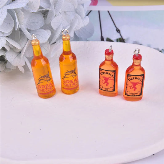 Trendy Resin Beer Bottle Charms Set for Jewelry Making and Keychains