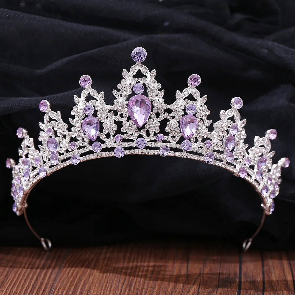 Elegant Lilac Rhinestone Bridal Tiara for Wedding and Special Occasions