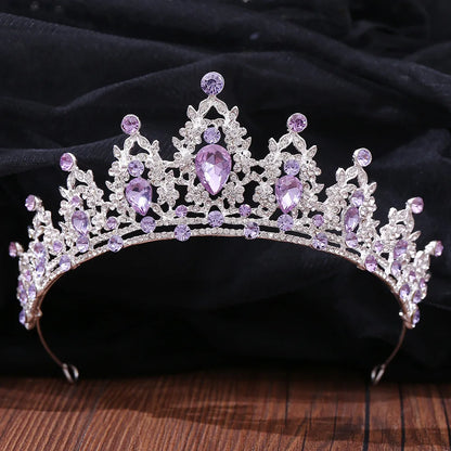 Elegant Lilac Rhinestone Bridal Tiara for Wedding and Special Occasions