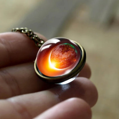 Celestial Nebula Double Sided Pendant Necklace - Handmade Universe Art Jewelry for Women
