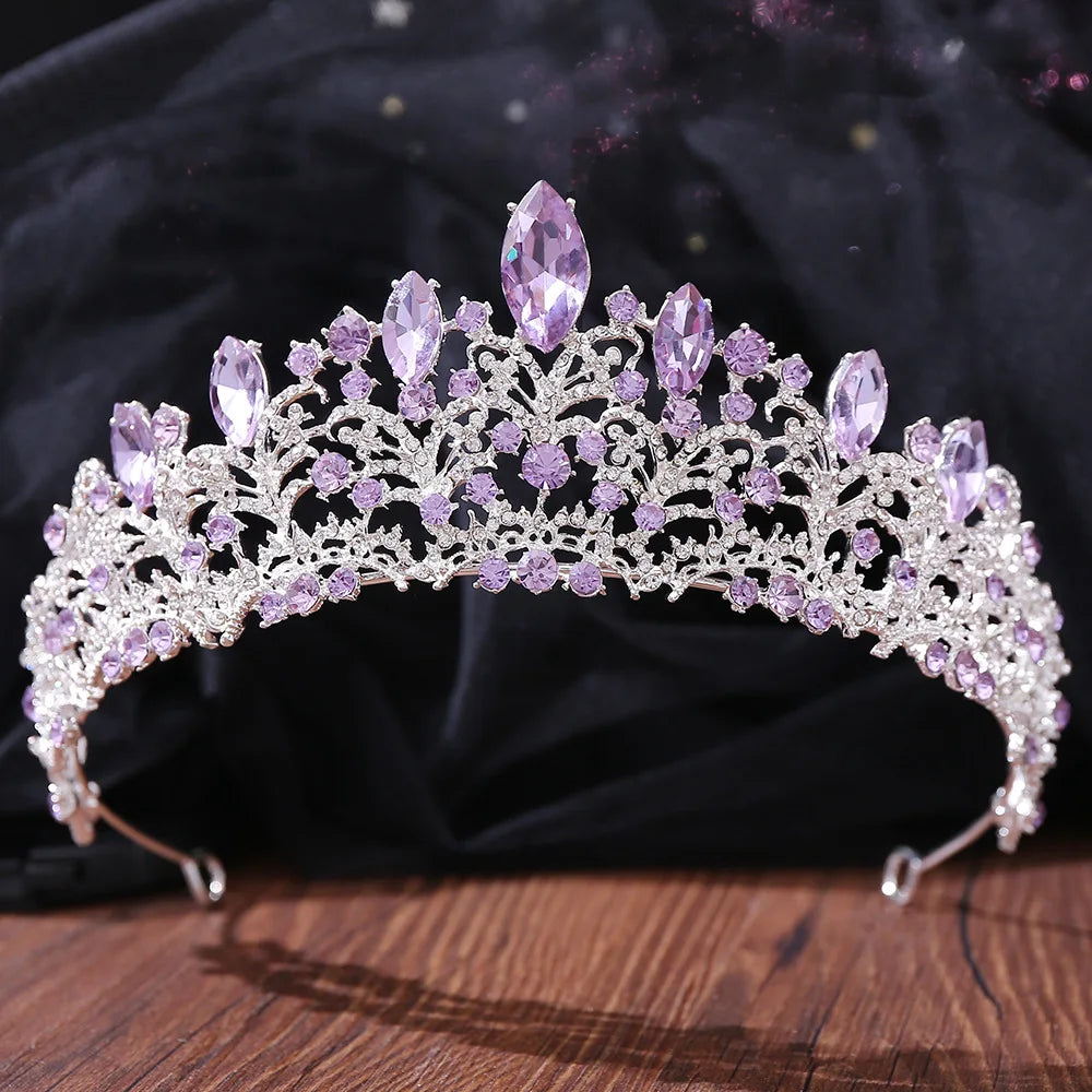 Elegant Lilac Rhinestone Bridal Tiara for Wedding and Special Occasions