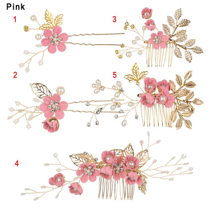 Luxury Crystal Crown Hair Combs - Elegant Bridal Clips with Leaf Design
