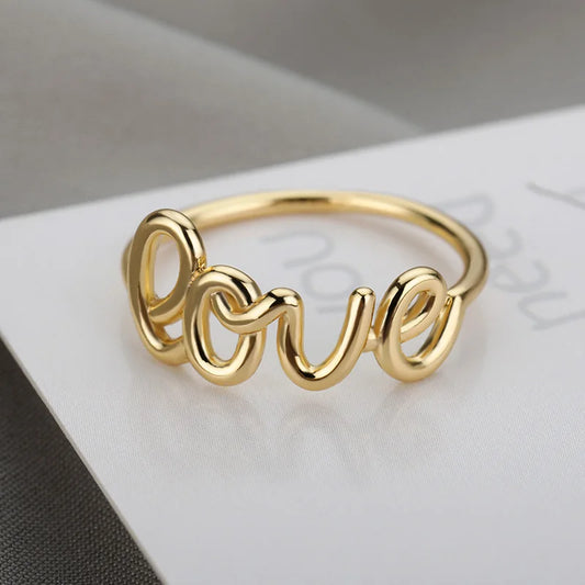 Romantic Geometric Love Ring for Women Stainless Steel Wedding Band