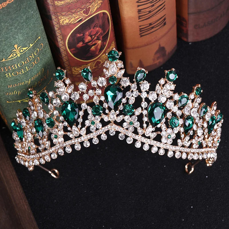Baroque Crystal Water Drop Bridal Jewelry Set - Top-Rated Rhinestone Tiara, Necklace & Earring Gift for Brides Green 1