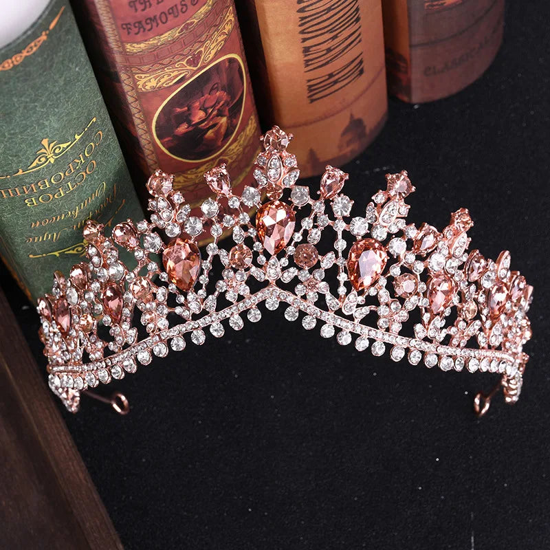 Baroque Crystal Water Drop Bridal Jewelry Set - Top-Rated Rhinestone Tiara, Necklace & Earring Gift for Brides Brown