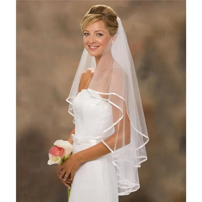 Elegant Two-Layer Tulle Bridal Veil with Comb for Wedding Day Charm