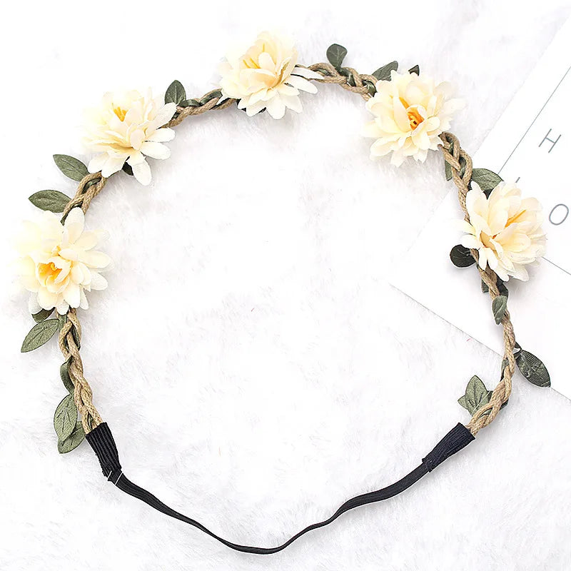 Elegant Floral Wedding Headband Wreath for Women - Bride Flower Crown Party Hair Accessory