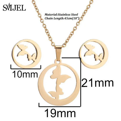 Elegant Stainless Steel Animal Necklace for Women - Rabbit Charm and Paw Print Design