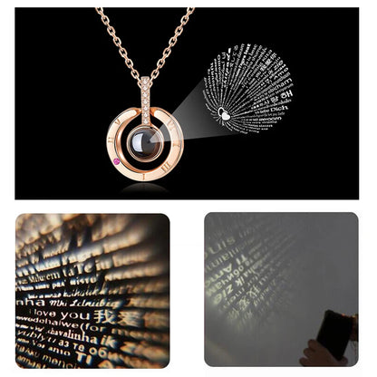 Projection Necklace for Women 100 Languages I Love You Charm Mother's Day Gift