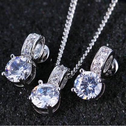 Emmaya Elegant Bridal Jewelry Set with Cubic Zirconia Earrings and Necklace for Women Perfect Gift for Parties and Anniversaries