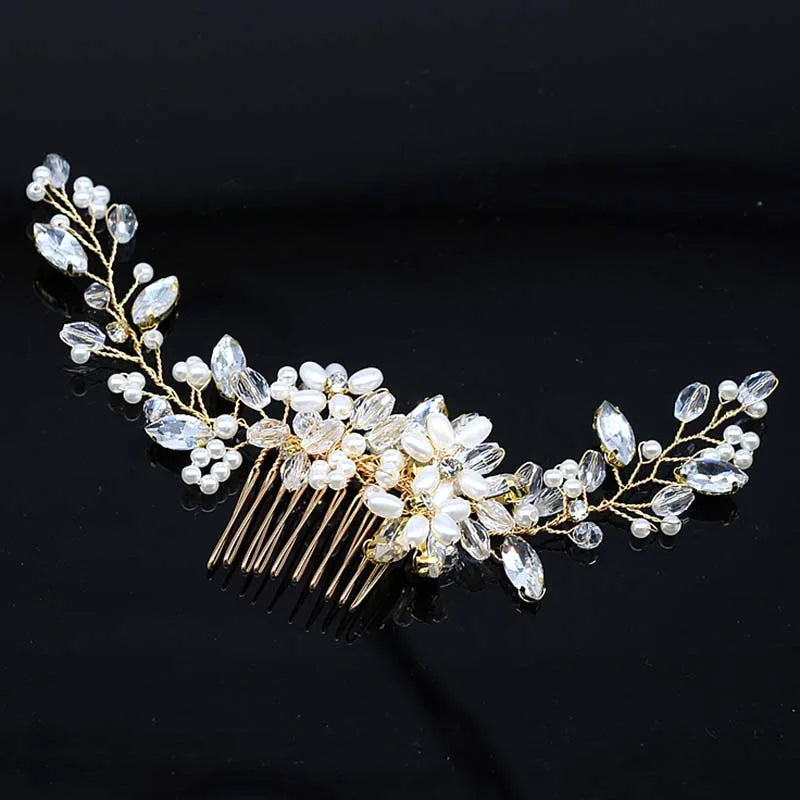 Bridal Bliss Crystal Pearl Hair Combs - Top-Rated Wedding Accessories for Stunning Hairstyles 067