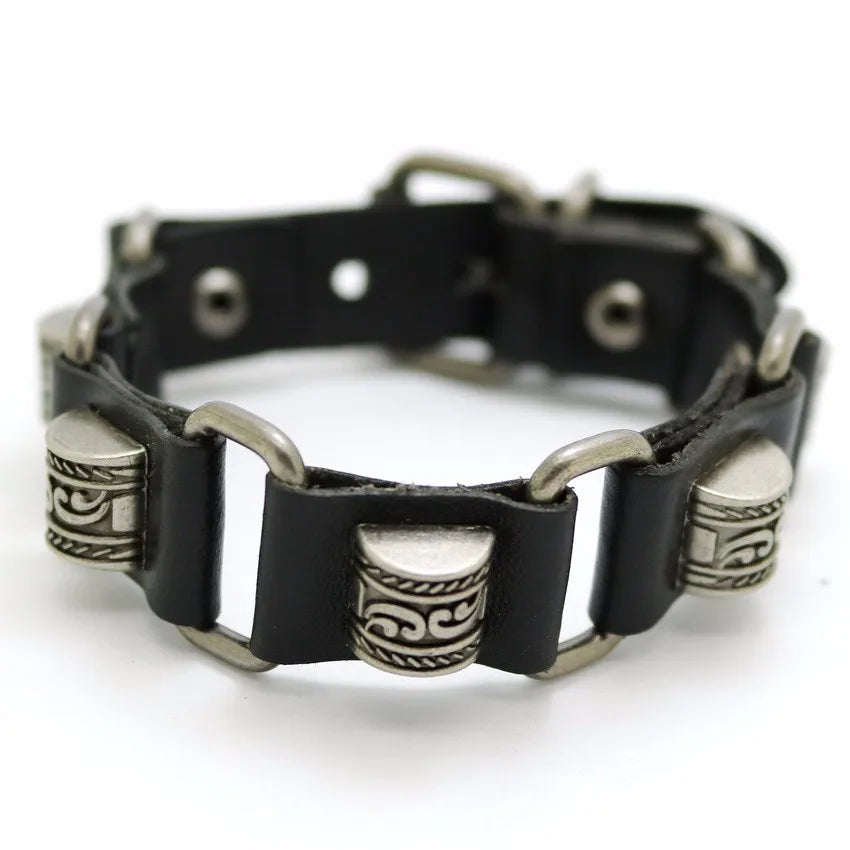 Retro Casual Leather Chain Punk Bracelet For Men Women