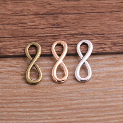 Infinity Symbol Connectors in Three Color Plated Metal for DIY Jewelry and Crafts, 30-Piece Set
