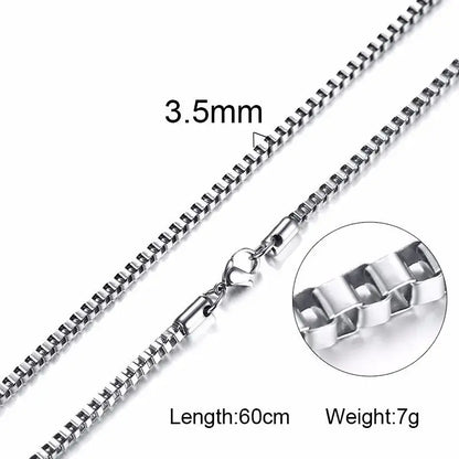 Vnox Tone Square Box Venetian Link Bar Chain Necklace NC-004