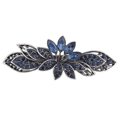 Elegant Blue Rhinestone Flower Hair Clips for Women - Crystal Fashion Barrettes by EASYA