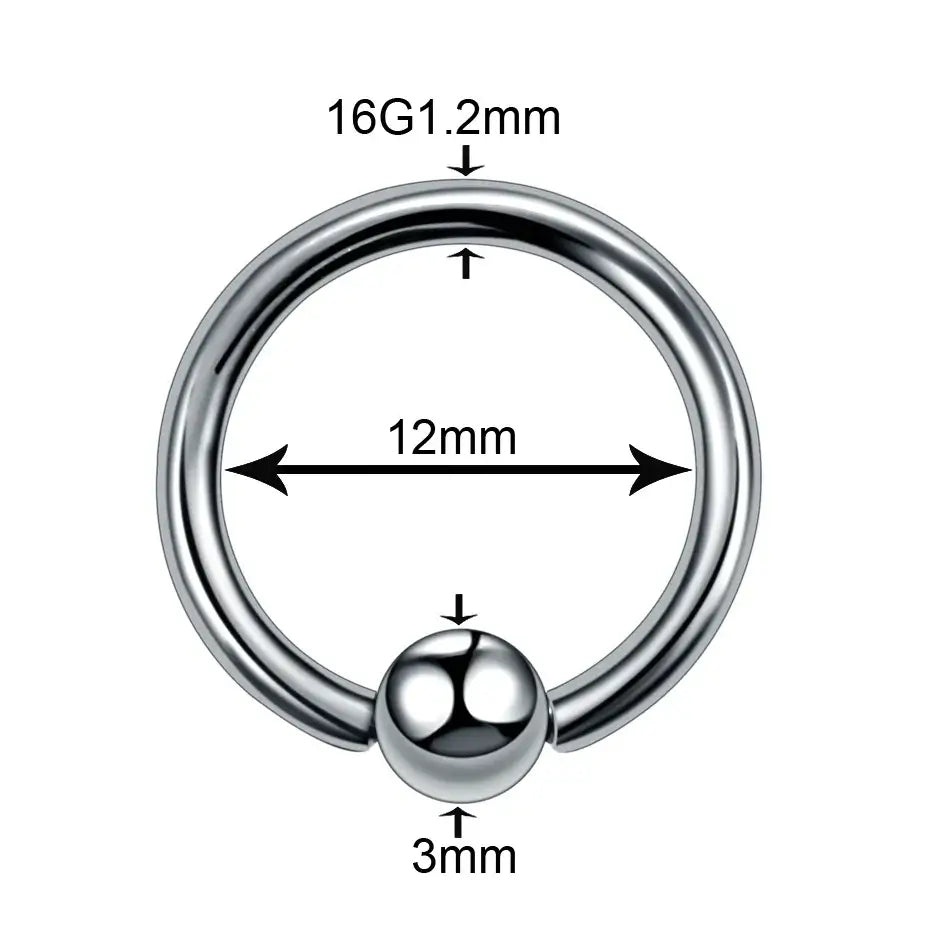 Titanium Nose Piercing Earrings Captive Bead Ring Anodized Ball 16g 1.2x12x3mm