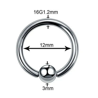 Titanium Nose Piercing Earrings Captive Bead Ring Anodized Ball 16g 1.2x12x3mm