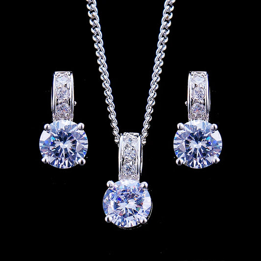 Emmaya Elegant Bridal Jewelry Set with Cubic Zirconia Earrings and Necklace for Women Perfect Gift for Parties and Anniversaries