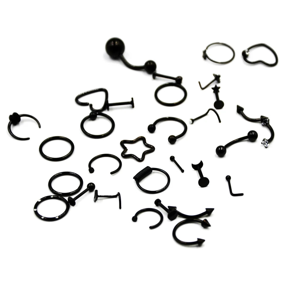 Unisex Surgical Steel Hoop and Stud Piercing Ring for Ear, Nose, and Lip