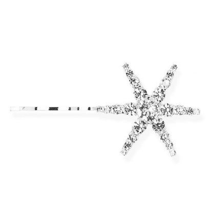 StoneFans Vintage Rhinestone Hairpins Set - Shiny Star & Moon Barrettes for Women & Girls silver 2