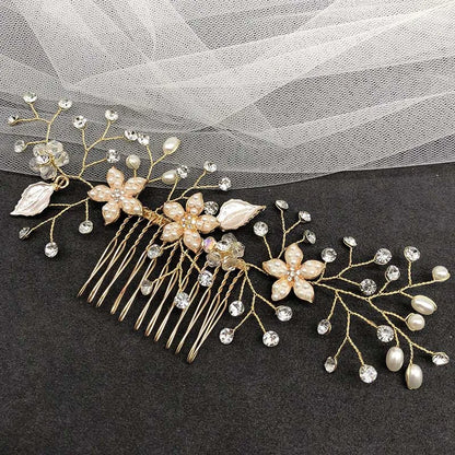 Bridal Bliss Crystal Pearl Hair Combs - Top-Rated Wedding Accessories for Stunning Hairstyles 048