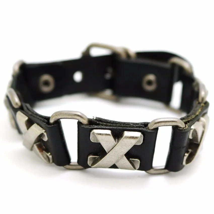 Retro Casual Leather Chain Punk Bracelet For Men Women