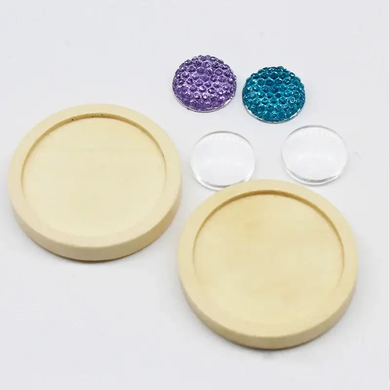 Regelin 10pcs Wood Cabochon Base 12-30mm Pendants for DIY Jewelry Crafting