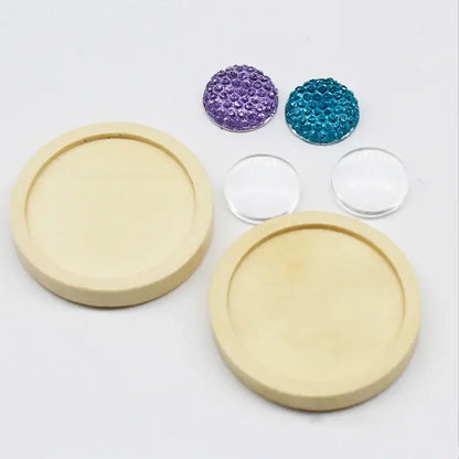 Regelin 10pcs Wood Cabochon Base 12-30mm Pendants for DIY Jewelry Crafting