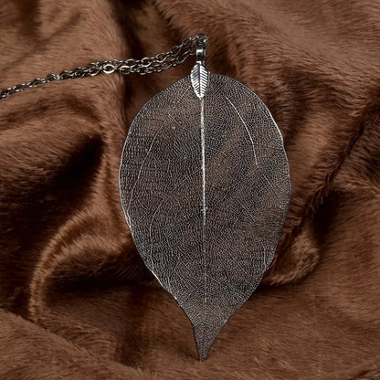 Exquisite Real Leaf Filigree Necklace for Women - Vintage Long Statement Jewelry by LOVBEAFAS