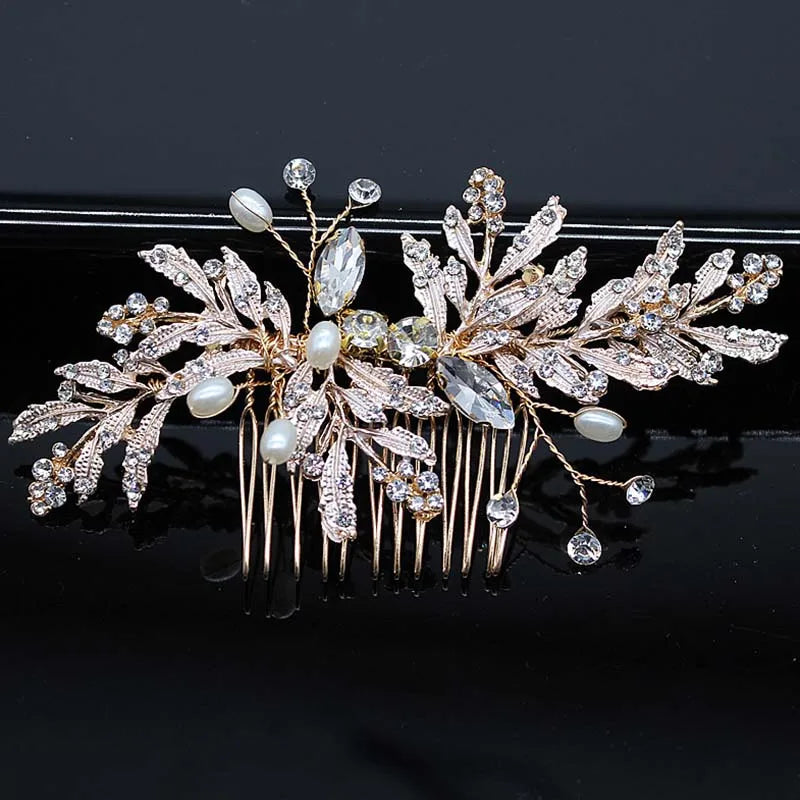 Bridal Bliss Crystal Pearl Hair Combs - Top-Rated Wedding Accessories for Stunning Hairstyles 050
