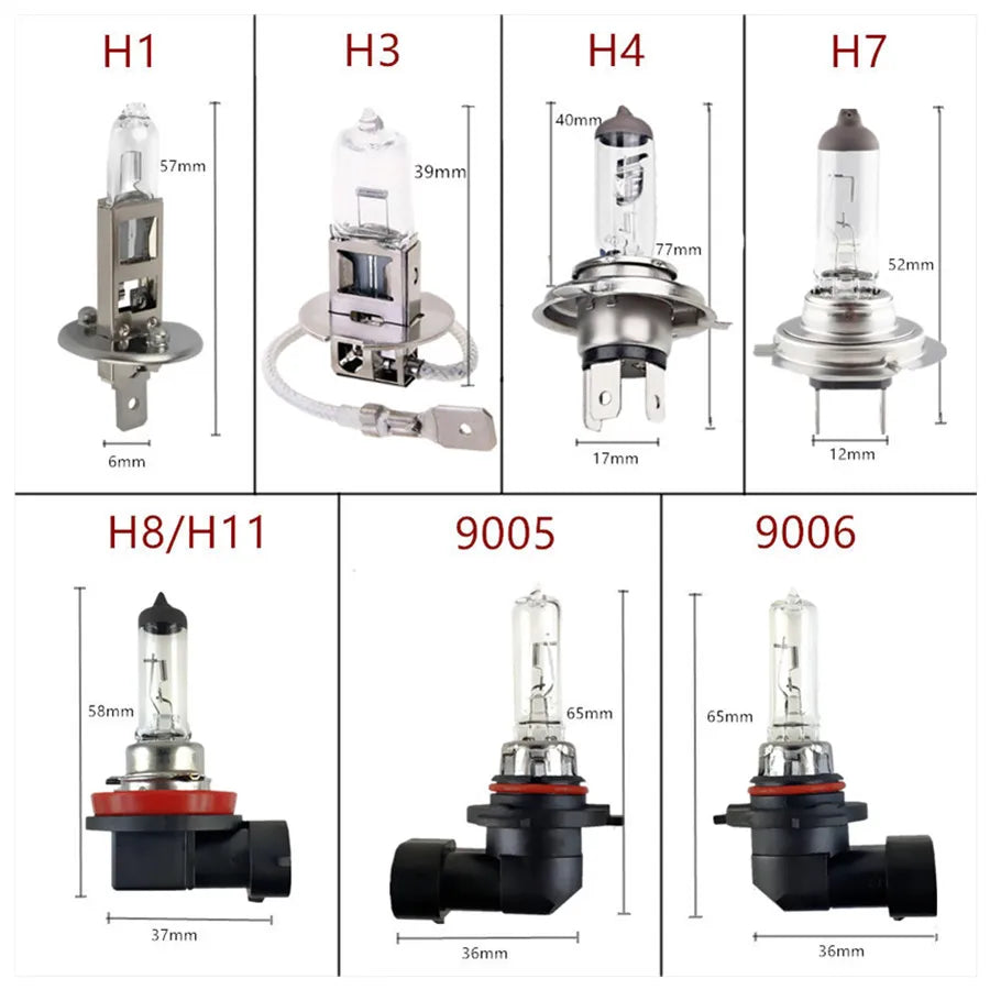 100W Super Bright Halogen Car Headlight Bulbs H1 H3 H4 H7 H8 H11 9005 9006 12V 4300K Clear Fog Driving Lamps