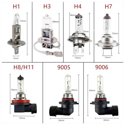 100W Super Bright Halogen Car Headlight Bulbs H1 H3 H4 H7 H8 H11 9005 9006 12V 4300K Clear Fog Driving Lamps