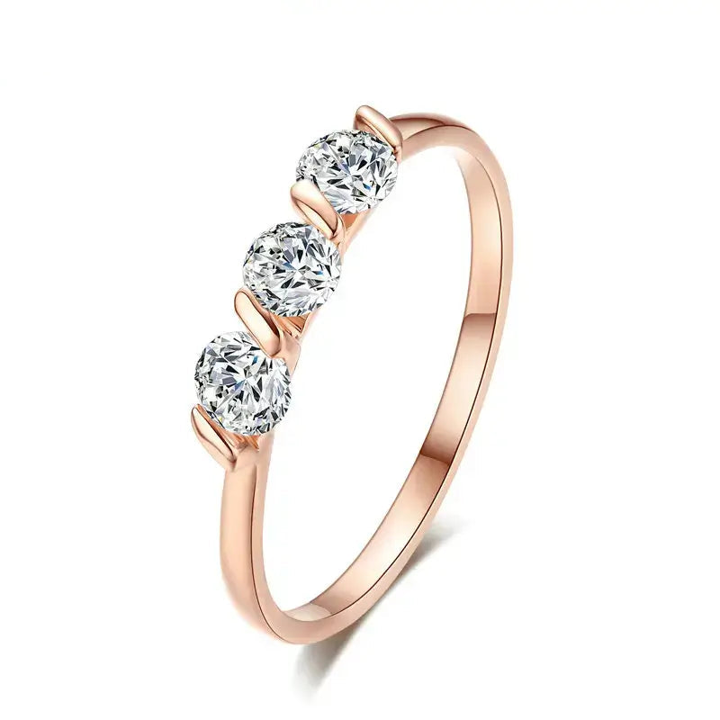 ZHOUYAN Engagement Wedding Ring For Women Rose Gold CZ Crystal Elegant Bridal Jewelry RoseGold Clear 5.5